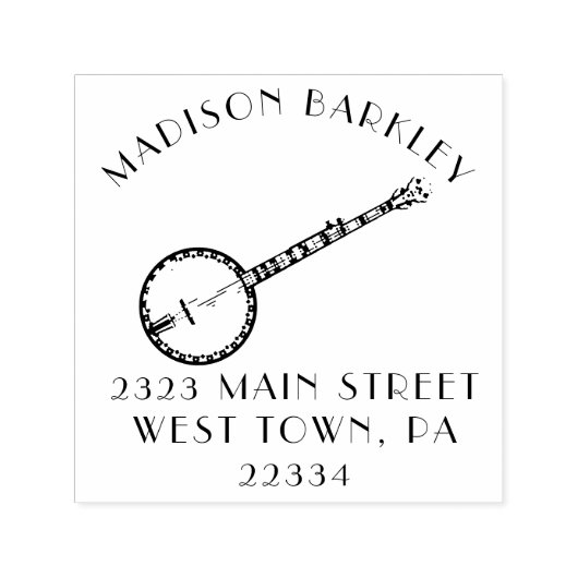 Tampon Auto-encreur Professeur de musique de Banjo (Design)