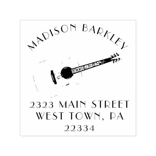 Tampon Auto-encreur Professeur de musique de guitare acoustique (Design)