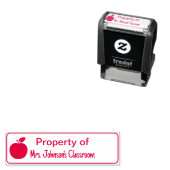 Tampon Auto-encreur Property of Teacher's Name Classroom with Apple (En situation)