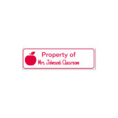 Tampon Auto-encreur Property of Teacher's Name Classroom with Apple (Design)