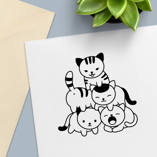 Tampon Auto-encreur Pyramide de chats