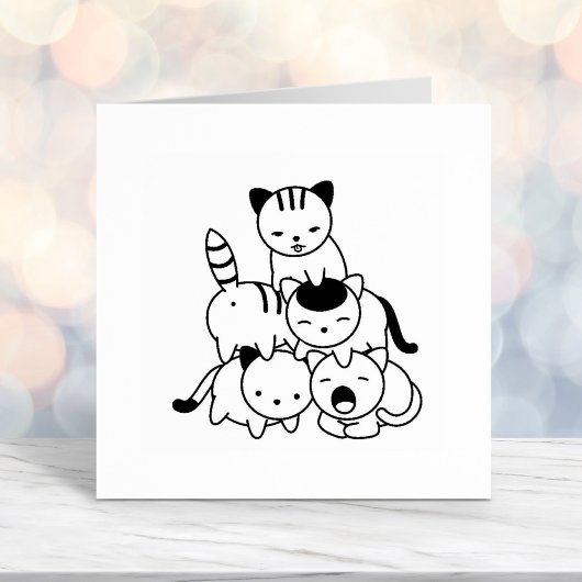 Tampon Auto-encreur Pyramide des chats - Groupe de chats