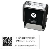 Tampon Auto-encreur QR CODE texte personnalisé nom commercial promotio (En situation)