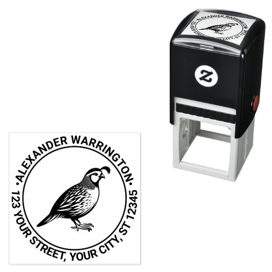 Tampon Auto-encreur Quail Wild Game Bird Standing Nom Ret Adresse (En situation)