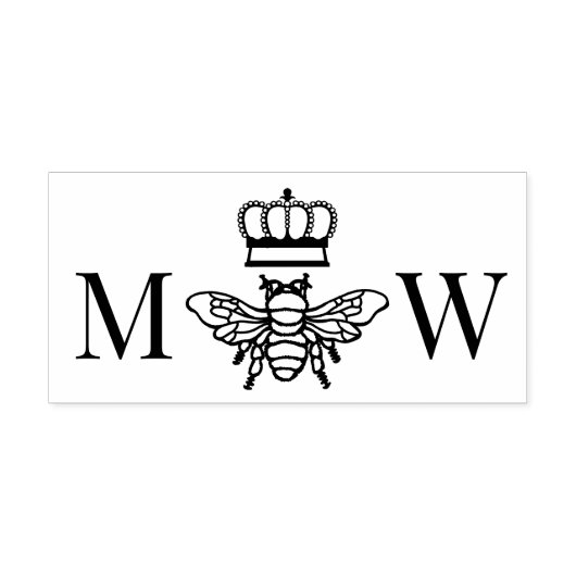 Tampon Auto-encreur Queen Bee With Crown Couple 2 Initial Monogram (Design)