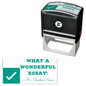 Tampon Auto-encreur "QUELLE MERVEILLEUSE ÉVALUATION !" Timbre en caout (En situation)