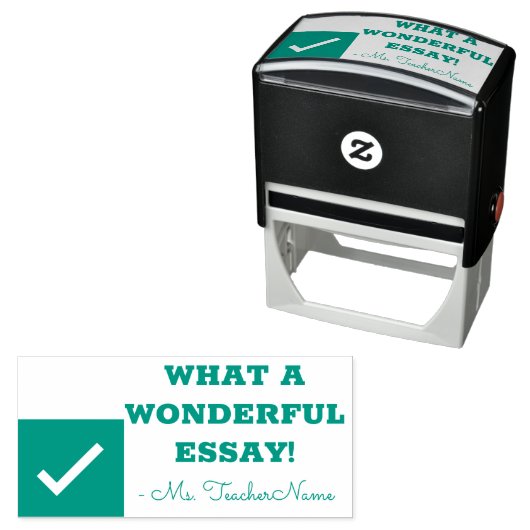 Tampon Auto-encreur "QUELLE MERVEILLEUSE ÉVALUATION !" Timbre en caout (En situation)