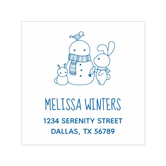 Tampon Auto-encreur Rabbit Building Snowman Adresse (Design)