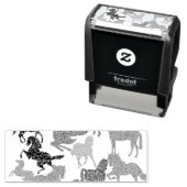 Tampon Auto-encreur Rainbow Horses - "Dotty about Horses !" (En situation)