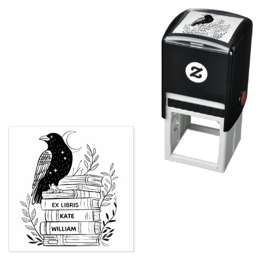 Tampon Auto-encreur Raven Ex libris (En situation)