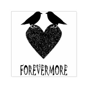 Tampon Auto-encreur Ravens gothiques et Coeur noir