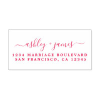 Red Chic Script Names Mariage Adresse de retour