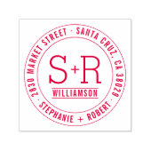 Tampon Auto-encreur Red Custom Classic Initiales Mariage Adresse de re (Design)