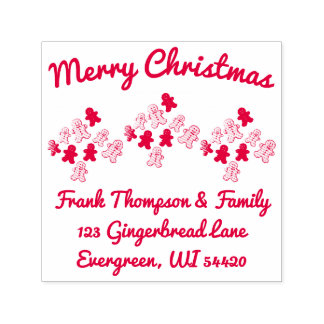 Tampon Auto-encreur Red Gingerbread Joyeux Noël Adresse
