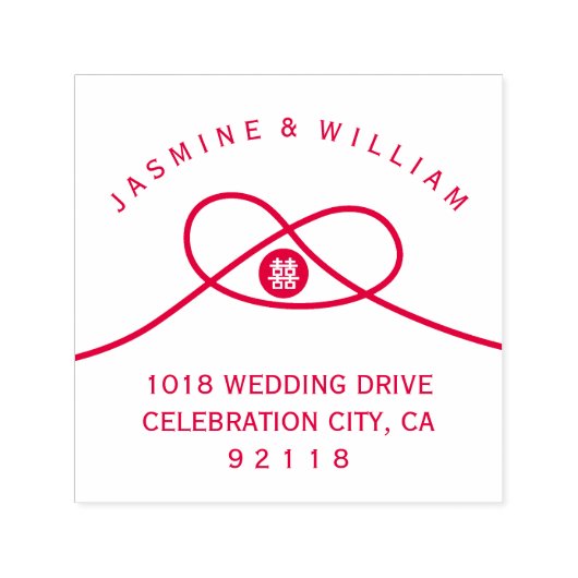 Tampon Auto-encreur Red Knot Cercle Double Bonheur Mariage chinois (Design)