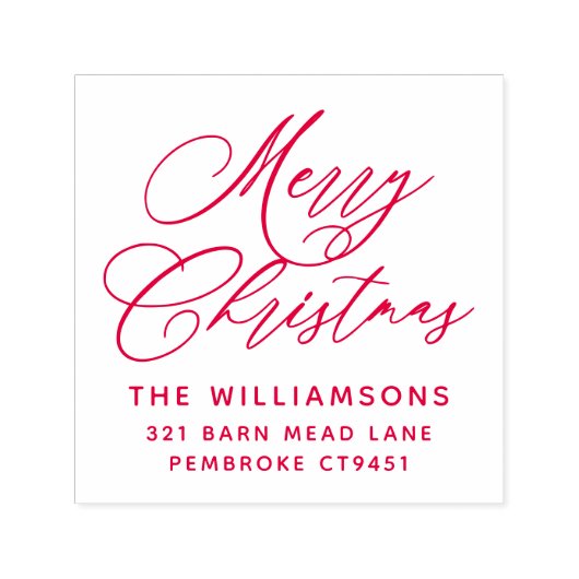Tampon Auto-encreur Red Romantic Joyeux Noël Script Retourner l'adress (Design)