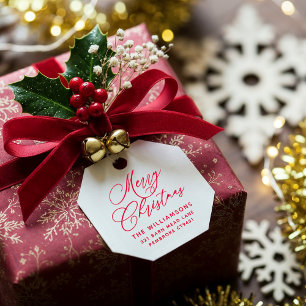 Tampon Auto-encreur Red Romantic Joyeux Noël Script Retourner l'adress