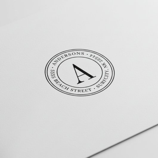 Tampon Auto-encreur (REDIMENSIONNÉ) Élégant Monogramme Adresse de reto