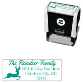 Tampon Auto-encreur Reindee Noël Retour Adresse Timbre (En situation)