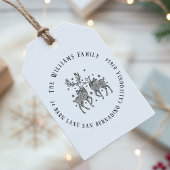 Tampon Auto-encreur Reindeer Couple Scarts & Snow Name Adresse de reto