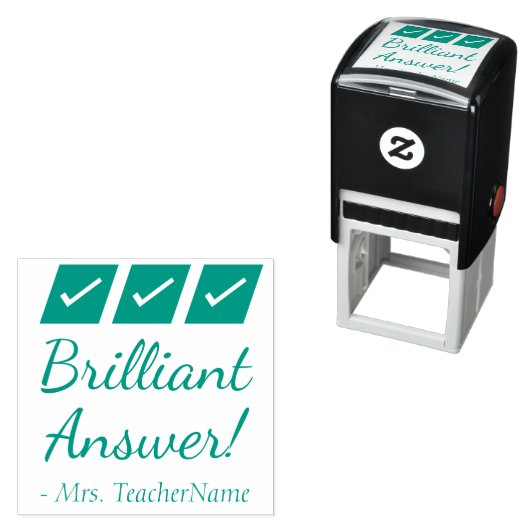 Tampon Auto-encreur "Réponse brillante !" Félicitations Timbre en caou (En situation)