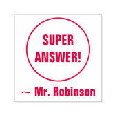 Tampon Auto-encreur "RÉPONSE SUPER !" + Nom Tutor Timbre en caoutchouc (Design)