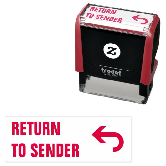 Tampon Auto-encreur "RETOUR À L'ENVOI" + Flèche incurvée (En situation)