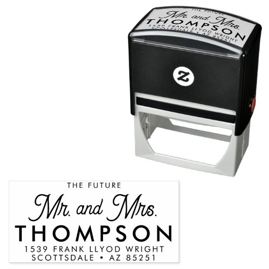 Tampon Auto-encreur Retour Adresse Futur M. et Mme Modern Customisé (En situation)