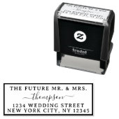Tampon Auto-encreur Retour Adresse Futur M. Mme Mariage Chic Border (En situation)