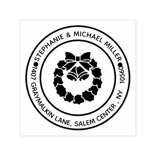 Tampon Auto-encreur Retour adresse Noël Festive Wreath (Design)