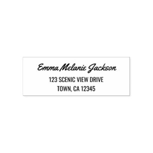 Tampon Auto-encreur Retourner Adresse Design Moderne Script de calligr