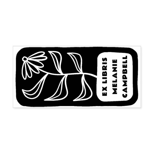 Tampon Auto-encreur Rétro Flower Bold Boplate Ex Libris Livre (Design)