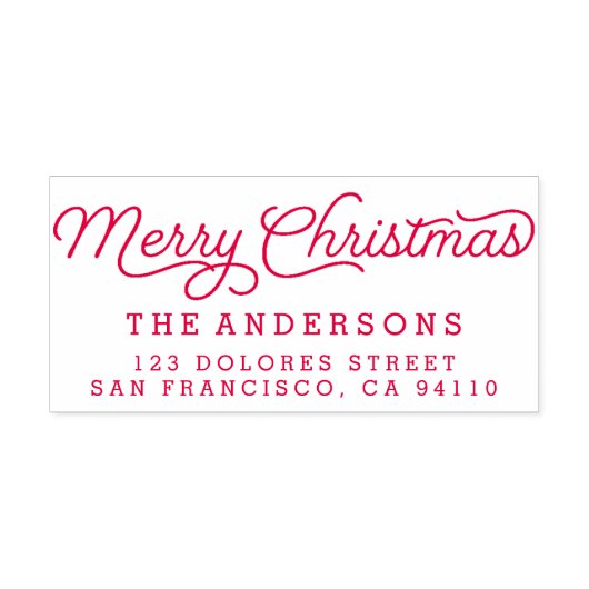 Tampon Auto-encreur Retro Merry Christmas Calligraphie Retour Adresse (Design)
