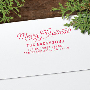 Tampon Auto-encreur Retro Merry Christmas Calligraphie Retour Adresse