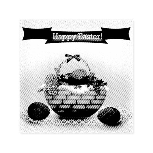 Tampon Auto-encreur Retro. Panier avec oeufs de Pâques (Design)