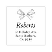 Tampon Auto-encreur Ribbon Bow Whimsical Nom et adresse de famille (Design)