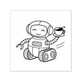 Tampon Auto-encreur Robot mignon livrant du café (Design)