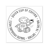 Tampon Auto-encreur Robot Servant Café Adresse Ronde Entreprise (Design)