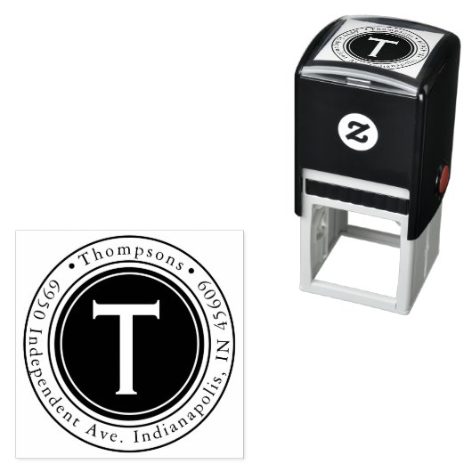 Tampon Auto-encreur Ronde Nom de famille Adresse de retour Timbre auto (En situation)