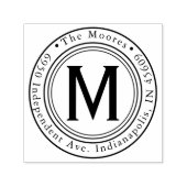 Tampon Auto-encreur Ronde Nom de famille Adresse de retour Timbre auto (Design)