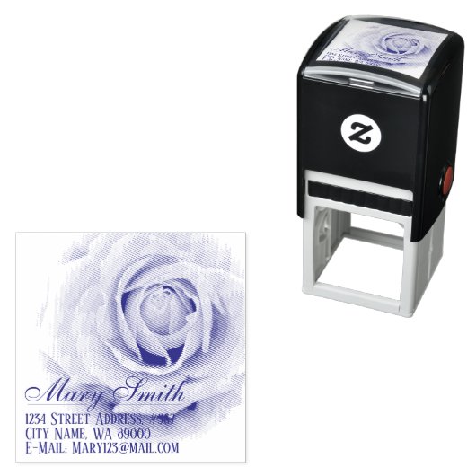 Tampon Auto-encreur Rosa Climbing Blue Moon (En situation)