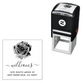 Tampon Auto-encreur Rose Calligraphie Adresse de retour 04 (En situation)