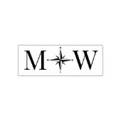 Tampon Auto-encreur Rose Compas Couple Mariage 2 Monogramme initial (Design)