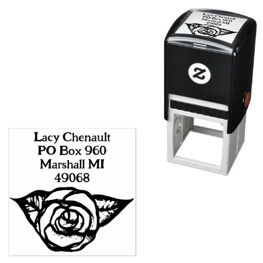 Tampon Auto-encreur Rose Design Jardin à fleurs rose (En situation)