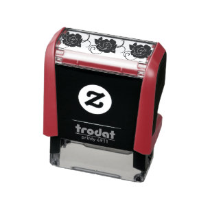 Tampon Auto-encreur rose-graphique-fleur-déco