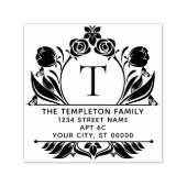 Tampon Auto-encreur Roses & Tulips Border Frame Name Initial Address (Design)