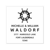 Tampon Auto-encreur Roue du navire Nautical Coastal Adresse de retour (Design)