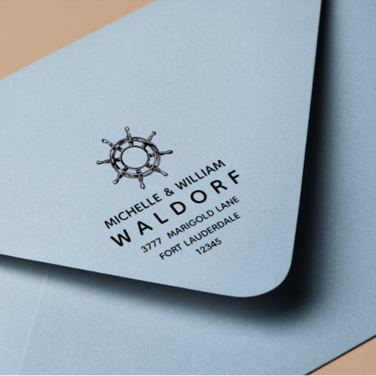 Tampon Auto-encreur Roue du navire Nautical Coastal Adresse de retour