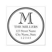 Tampon Auto-encreur Round Border Family Nom Monogram Address (Design)
