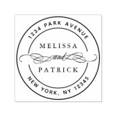 Tampon Auto-encreur Round Elegant Wedding Adresse de retour (Design)